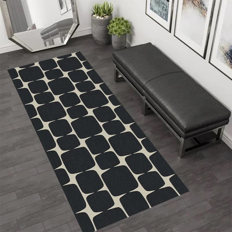 Tappeto Geometrico Moderno Nordico Lungo Antiscivolo per Corridoio, Soggiorno, Ingresso, Cucina e Casa