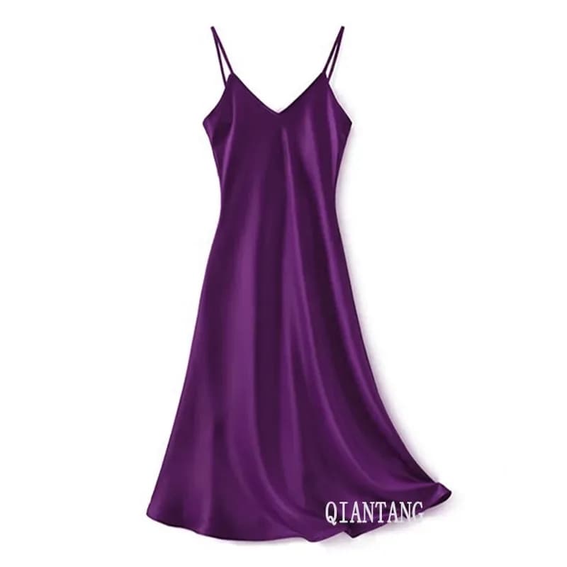 Camicia da Notte Estiva da Donna, Lingerie Intima Sexy in Raso con Spalline, Abito da Notte, Vestaglia da Casa, Accappatoio d'4o