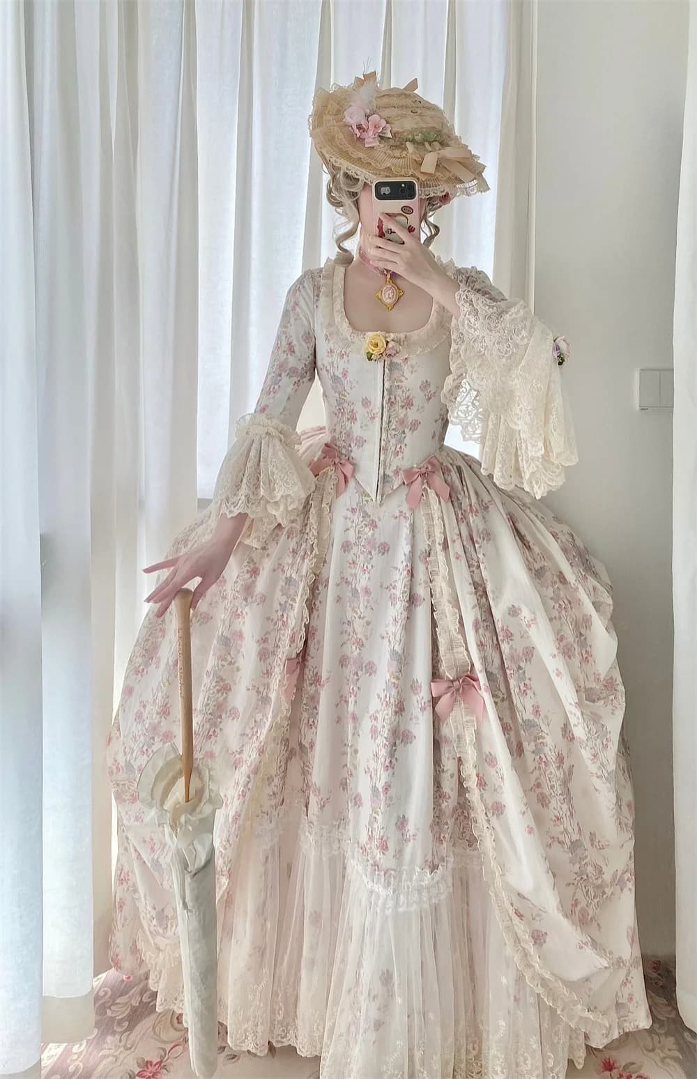 Robe A La Francaise Dress rocococo XVIII century Victoriano Lady Royal Court Regina Maria Antonietta Costume Duchessa Dancewear