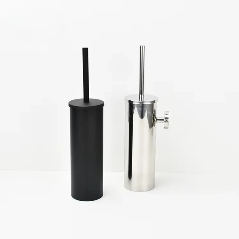 Testina in nylon da 26 cm e scopino per WC in acciaio inossidabile set per la pulizia del bagno nero con scopino per WC