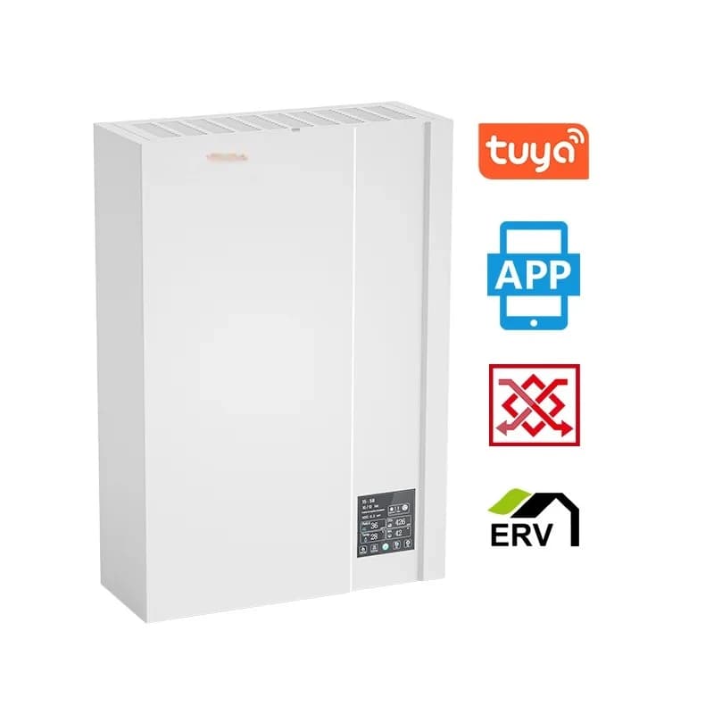 Sistema ERV Senza Condotti, Sistema di Ventilazione ad Aria Fresca, Recuperatore a Parete di Forma Rettangolare, Componenti per Sistema HVAC, Purificatore d'Aria VMC