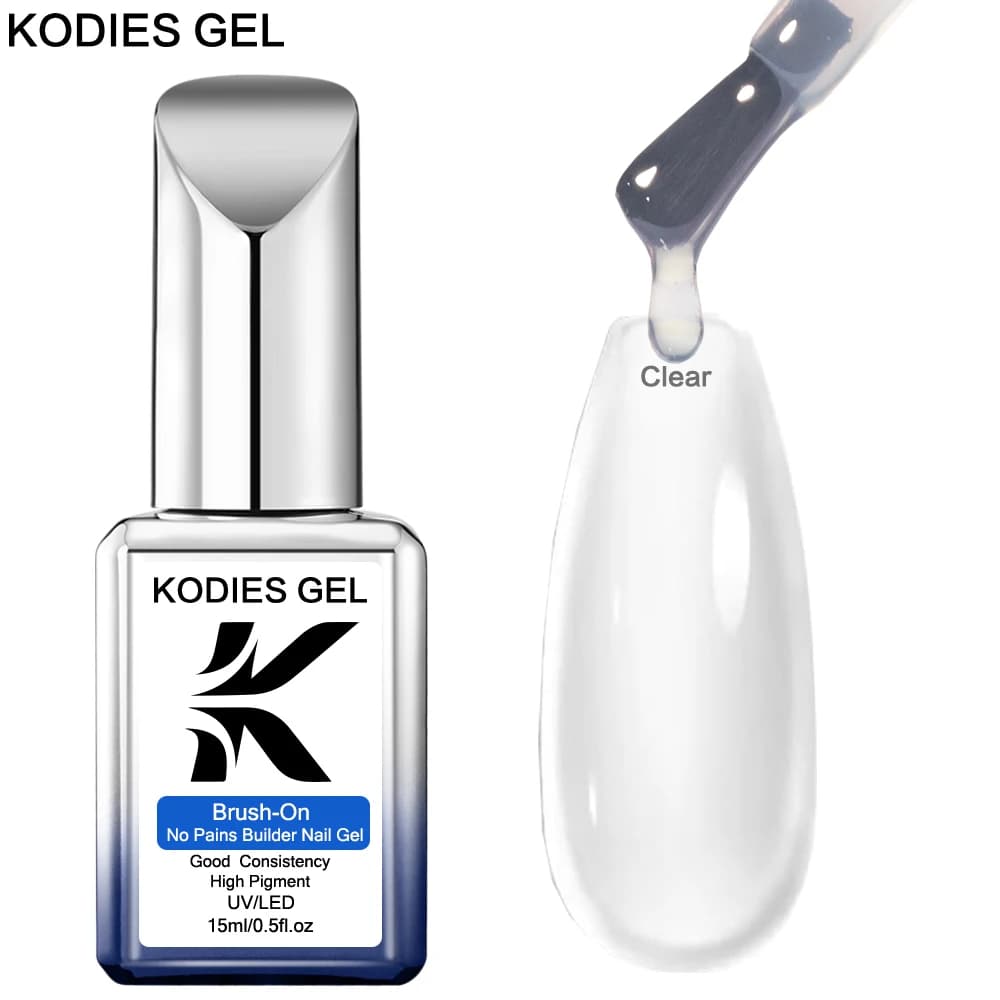 KODIES GEL Clear Builder Nail Gel Polish Brush On Construction Gel Extension Semi Permanent UV/LED Crystal Building Gel Varnish