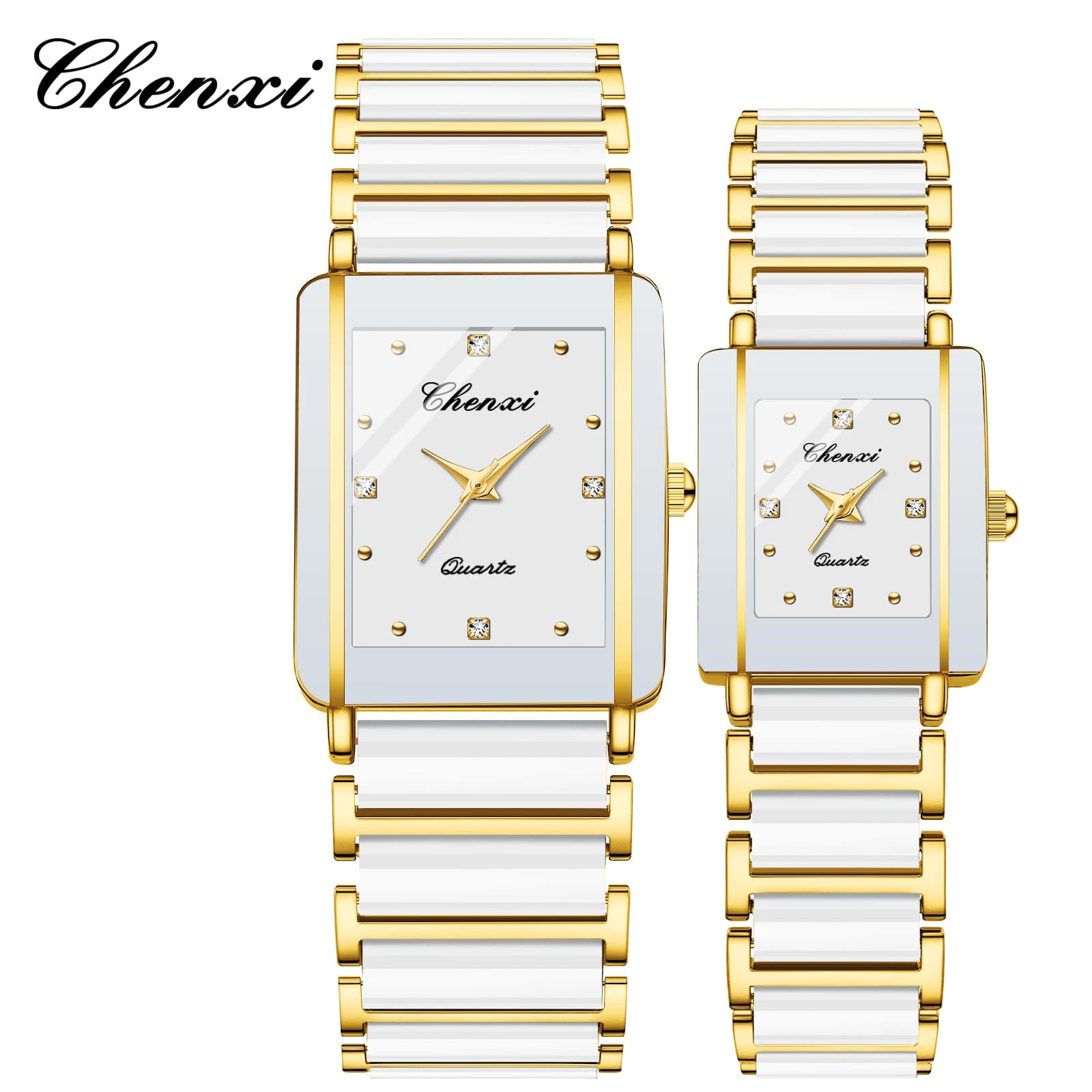 CHENXI 104A Orologi da coppia Orologio da polso di lusso impermeabile semplice alla moda quadrato per donna e uomo