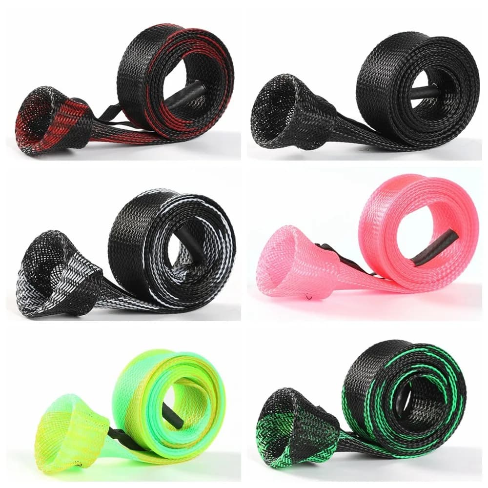 Braided Mesh Pole Sock Braided Mesh Protector Colorful Telescopic Fishing Rod Protector 30mm*170cm PET Spinning Rod Sleeve Men