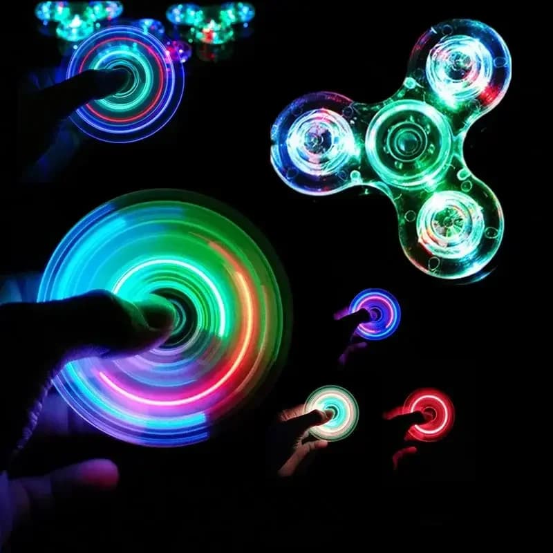 Fidget Spinner Luminoso LED Luce Mano Top Spinner Glow in Dark Light EDC Figet Spiner Dito Alleviare Lo Stress Giocattoli per I Bambini Regalo