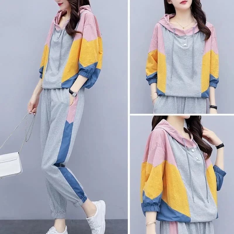 Women Sports Suit 2023 Spring And Summer New Female Casual Sweatshirt Set Large Loose Two Piece Set Ladies Pants Two Piece Set
