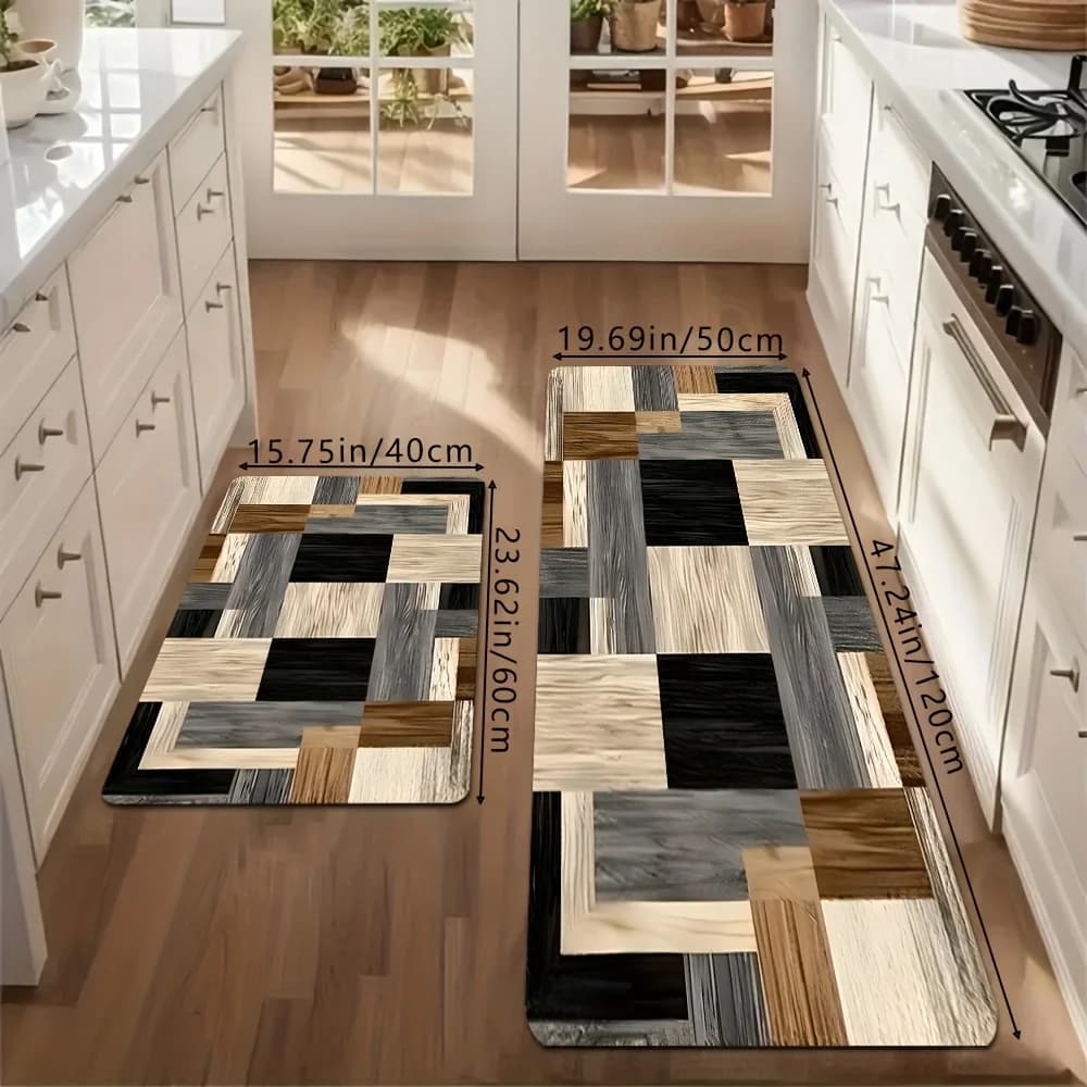 VIKAMA Tappetino geometrico patchwork, tappeto da cucina, tappetino morbido per porta, tappetino di benvenuto, tappeto per soggiorno, tappeto per camera da letto, decorazione per la casa