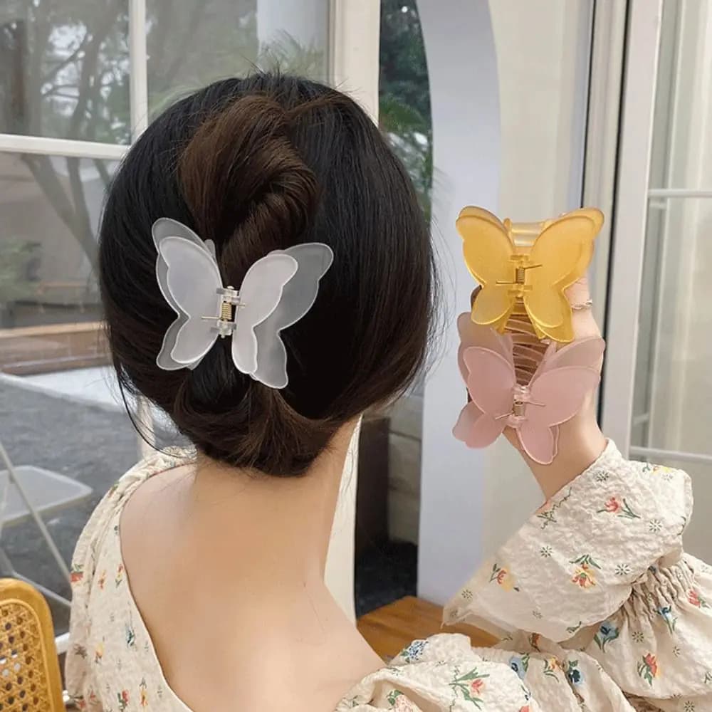 Nuova clip per artigli per capelli a farfalla colorata, forcina sfumata opaca, accessori per capelli squisiti multicolori trasparenti