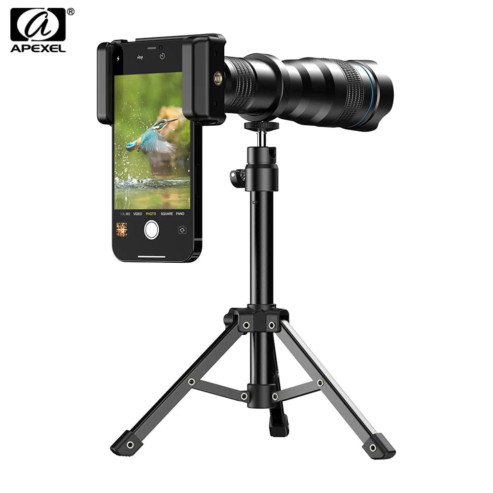 APEXEL 4K 36X telescopio monoculare Zoom teleobiettivo per telefono con staffa in metallo Clip universale per sparare uccelli/la luna/gioco