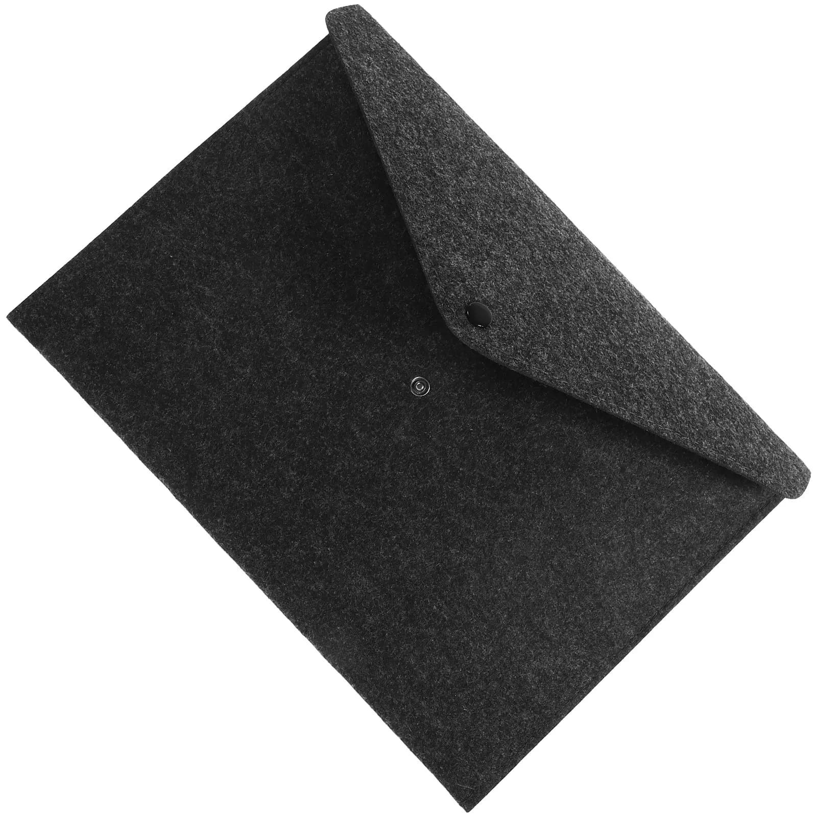 Felt File Folder Dark Grey Light Grey A4 Size Paper Organizer Document Carrier Envelope Handbag Button Closure School Office