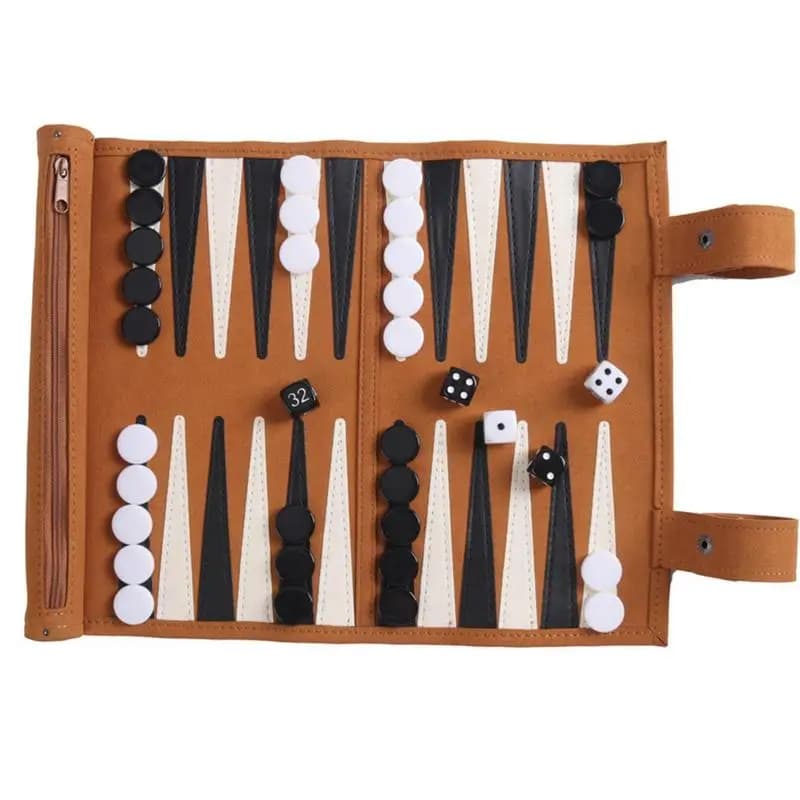 Gioco da tavolo Backgammon Set da backgammon Ourdoor per adulti Giochi da tavolo in pelle per adulti Giochi da tavolo Pensiero logico tradizionale