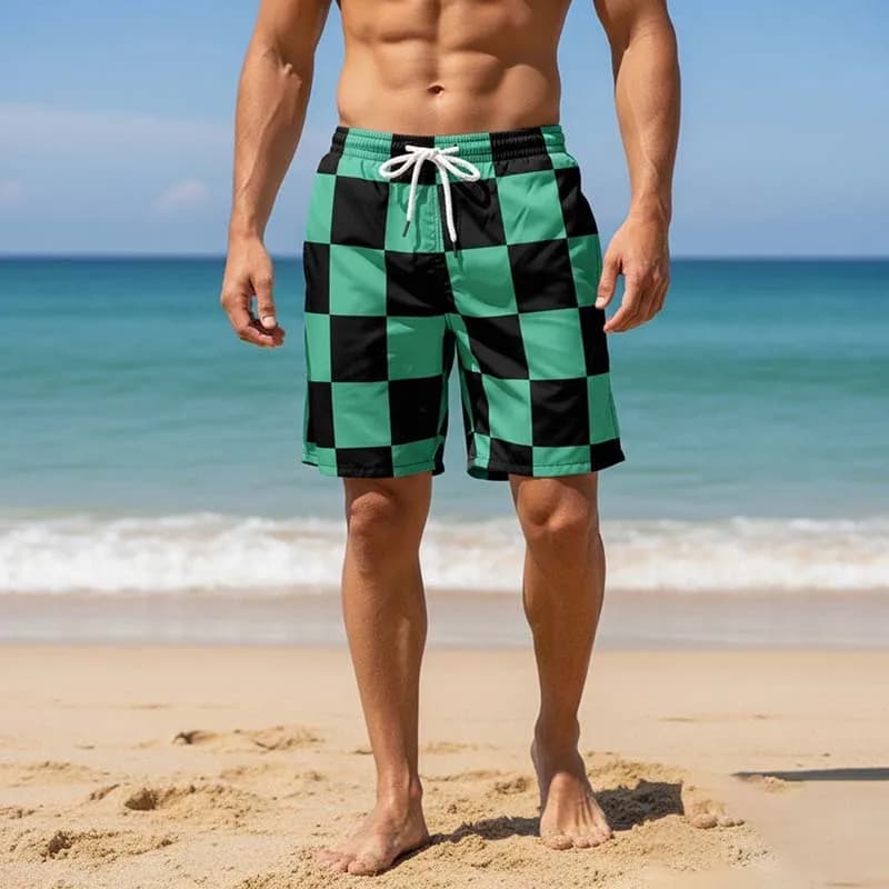 Pantaloncini Cosplay Anime Kamado Tanjirou, Pantaloncini da Spiaggia con Stampa 3D Tomioka Giyuu Kamado Nezuko, Elastico in Vita, Outfit per Uomo