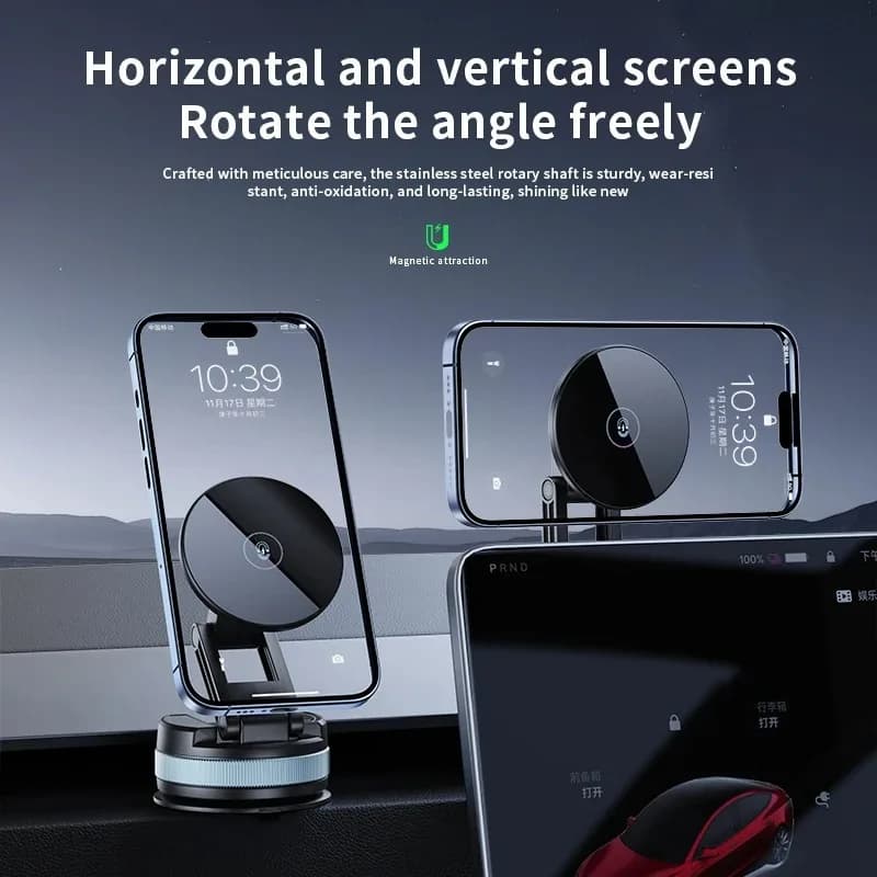 Supporto Magnetico per Telefono da Auto con Ventosa per iPhone 17~12 Samsung Xiaomi per Parabrezza/Cruscotto
