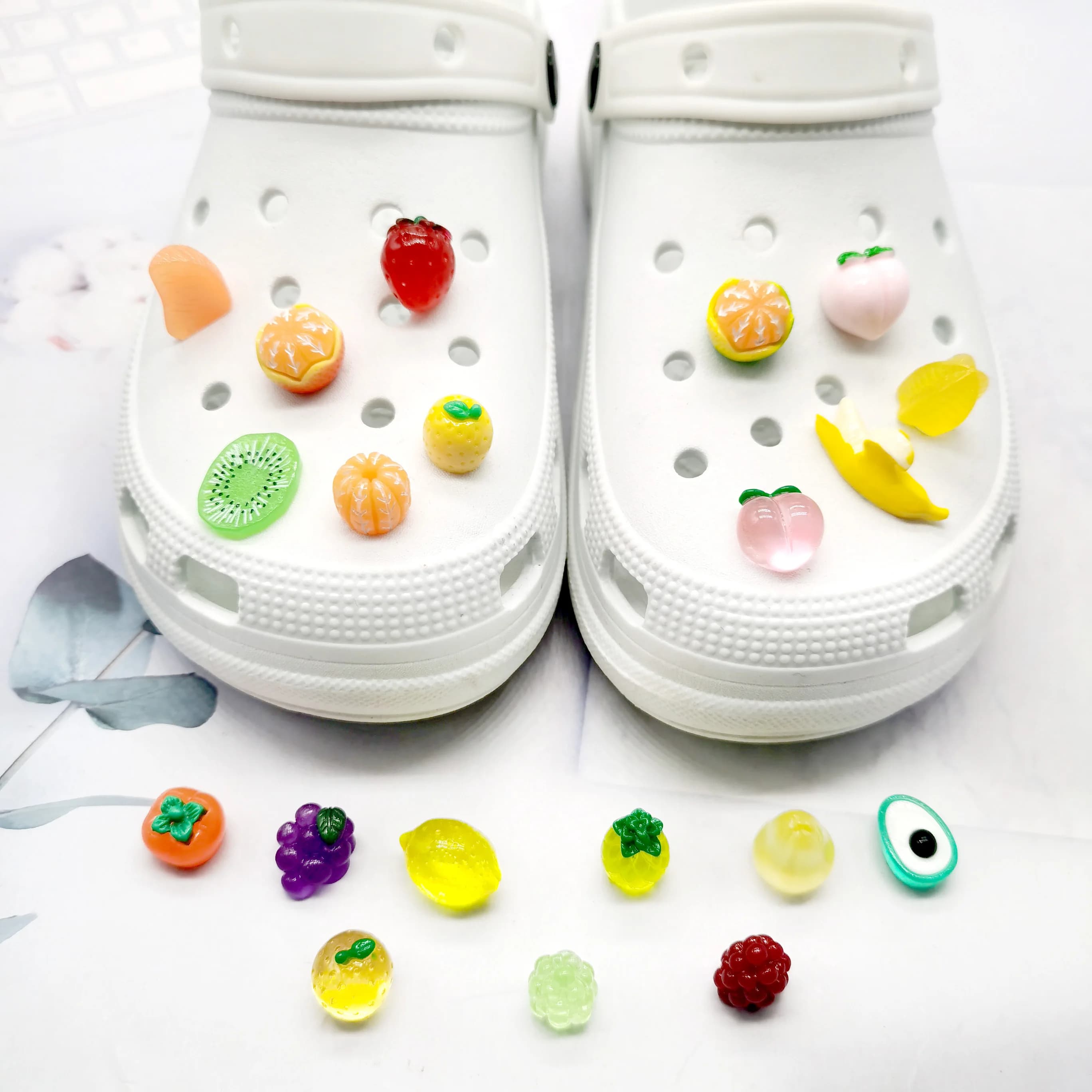 DIY Fruit Lemon Set Shoe Charms Accessories for Clogs Slide Sandals Garden Shoe Decoration Buckle Beach Bag Pin Boys Girls Gifts