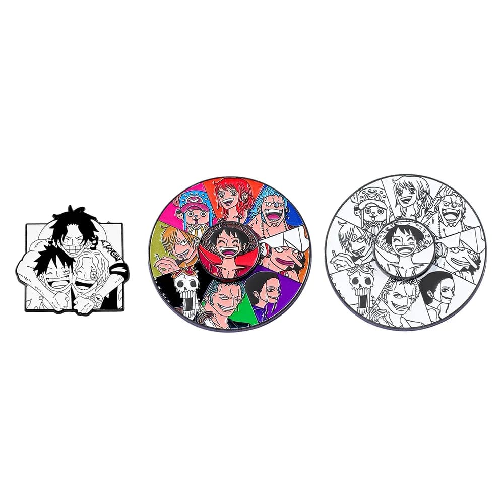 Set di 3 Spille Anime One Piece, Luffy Zoro, Distintivi in Metallo Smaltato Personalizzati, Accessori Decorativi per Zaini e Abbigliamento, Regalo