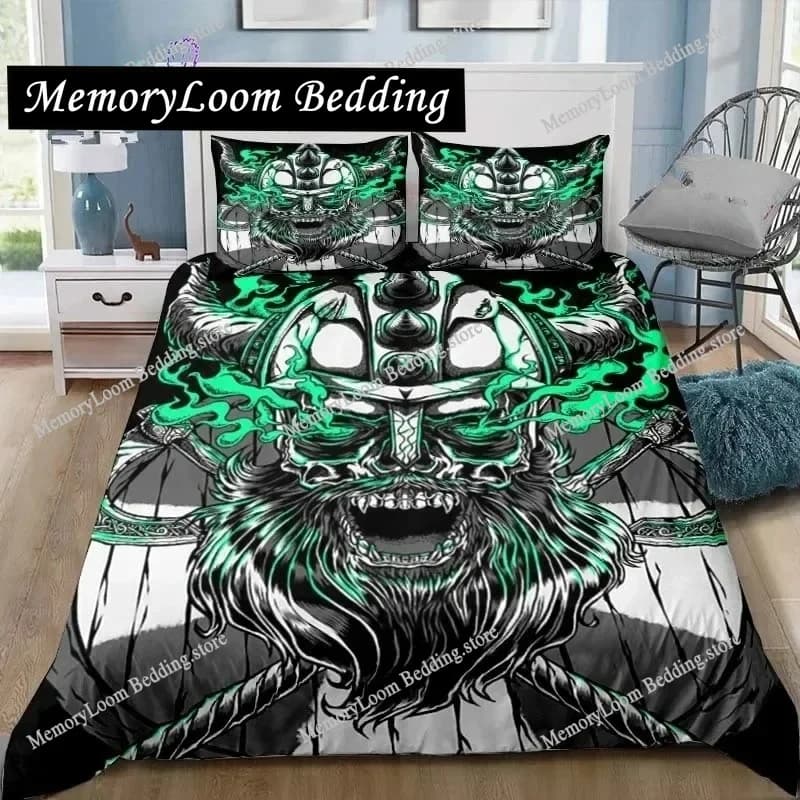 Viking Pattern Nordic Mythology Raven Bedding Set Single Twin Full Queen King Size Bed Set Adult Kid Bedroom 3D Print