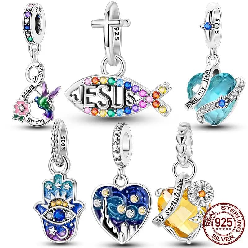 Ciondolo con ciondoli colorati in argento sterling 100% 925 adatto per bracciale originale, collana, gioielli fai da te, regalo per donna