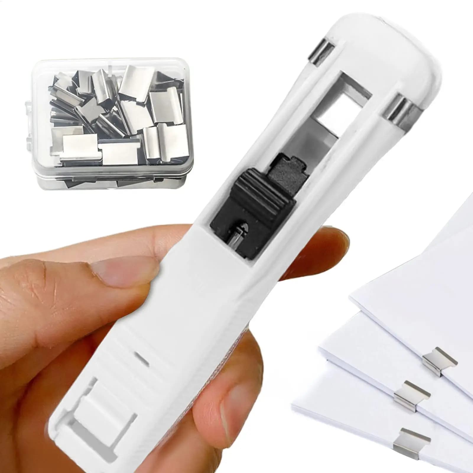 Dispenser Portatile per Graffette e Fermagli per Documenti, per Casa, Scuola, Aula e Scrivania