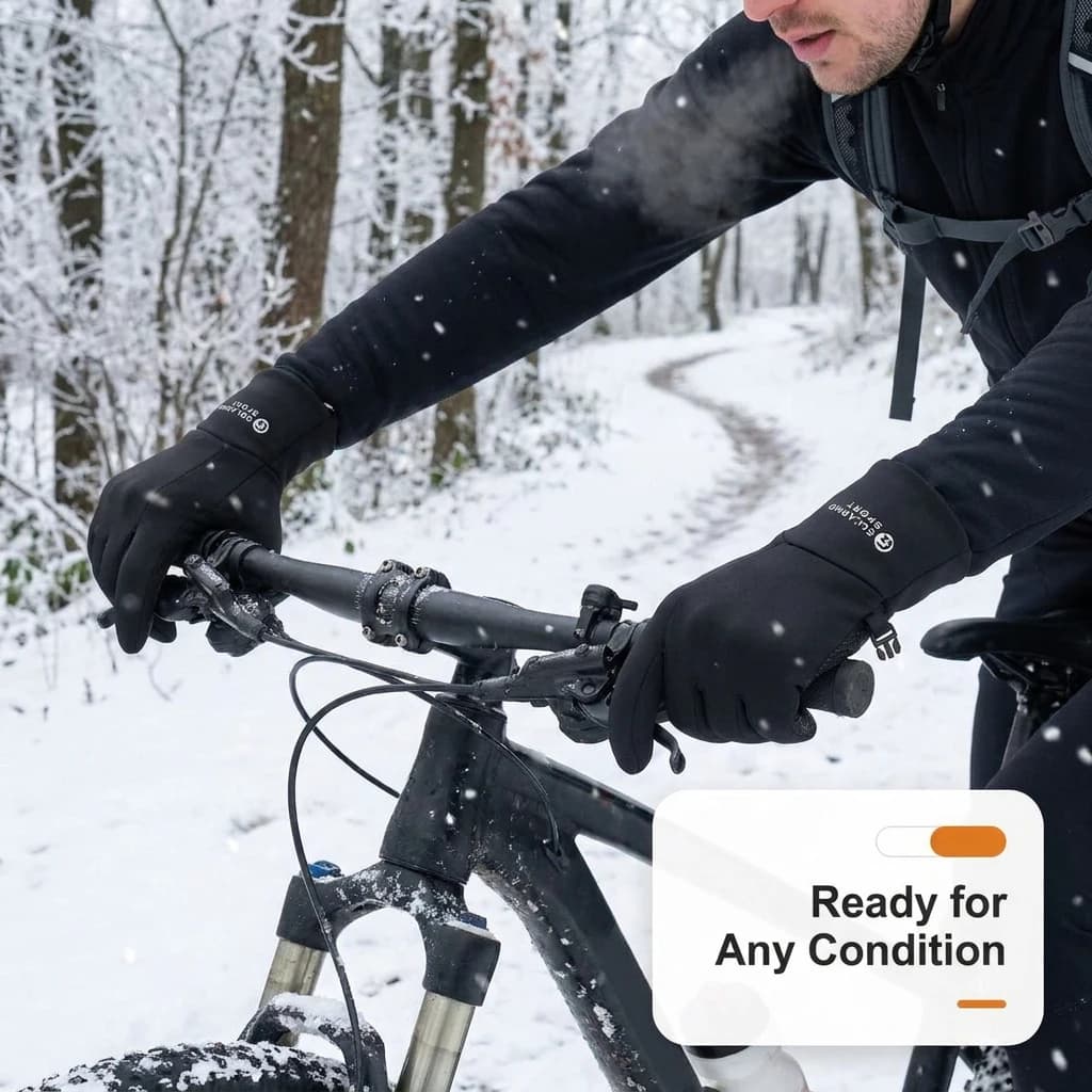 Men Winter Fleece Thermal Sports Gloves Touchscreen Anti‑slip Wear‑resistant Full Finger Gloves for Cycling Hiking Riding Drive
