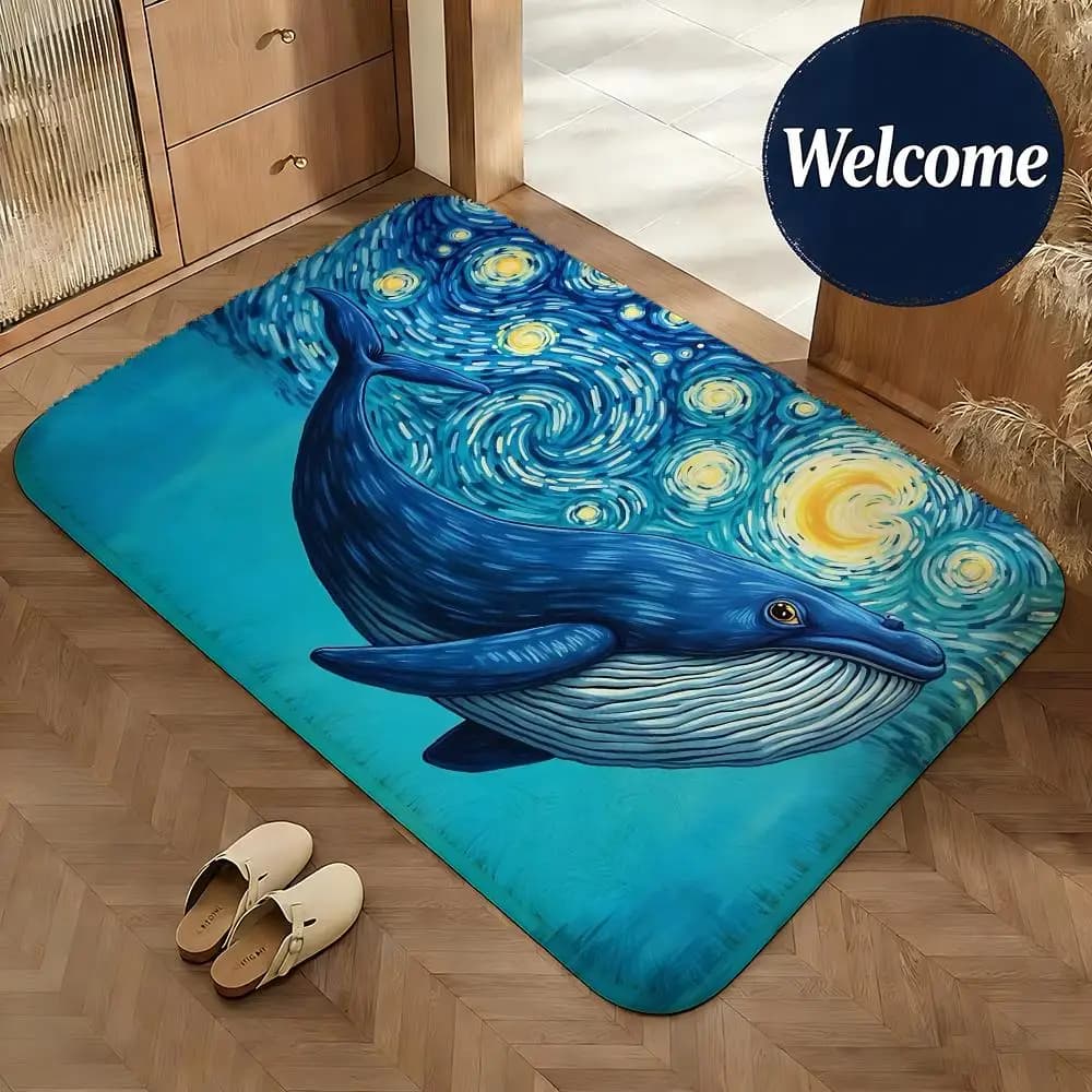 Tappetino Morbido in Flanella con Stampa Artistica di Animali, Antiscivolo e Assorbente, per Bagno, Camera da Letto e Arredamento Casa
