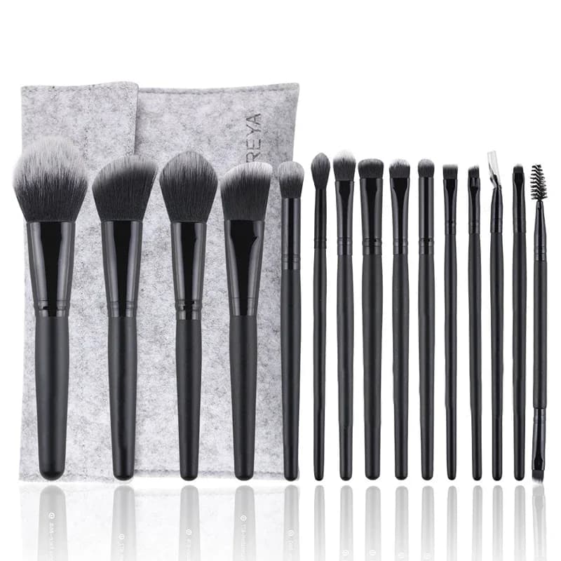 Set di pennelli per trucco nero da 15 pezzi, ombretto professionale, fondotinta in polvere, correttore, pennello cosmetico, strumenti per il trucco di bellezza