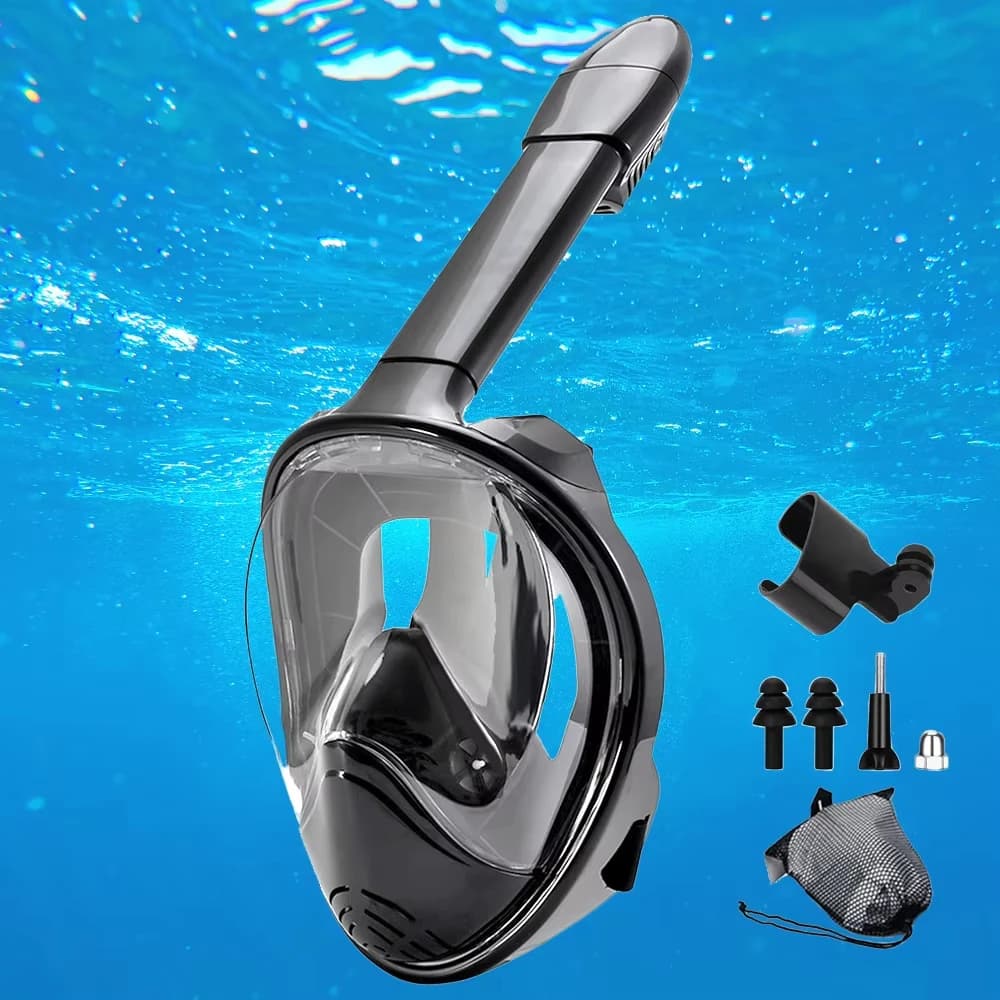 Snorkeling and Nuoto Integrated Underwater Mask with Removable Camera Support, Large Visual, Anti-Accommodation and Anti-Water Loss for Adults and Young People
