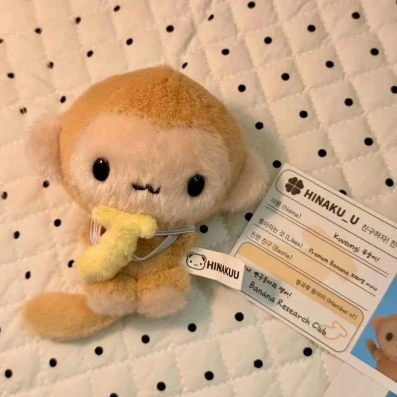 Kawaii Hinakuu Monkey Plush Keychain Stuffed Animals Banana Monkey Bag Charm Korean Idol Style Monkey Doll Plushie Bag Pendant