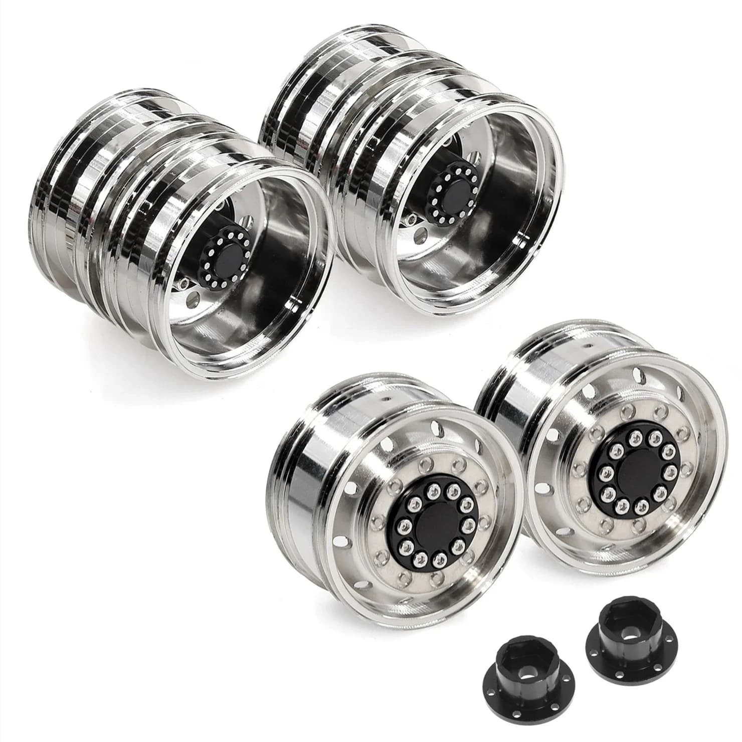 2 pezzi di ruota motrice in metallo cuscinetto mozzo cerchio doppie ruote per camion trattore Tamiya RC in scala 1/14 compatibile con i modelli SCANIA VOLVO