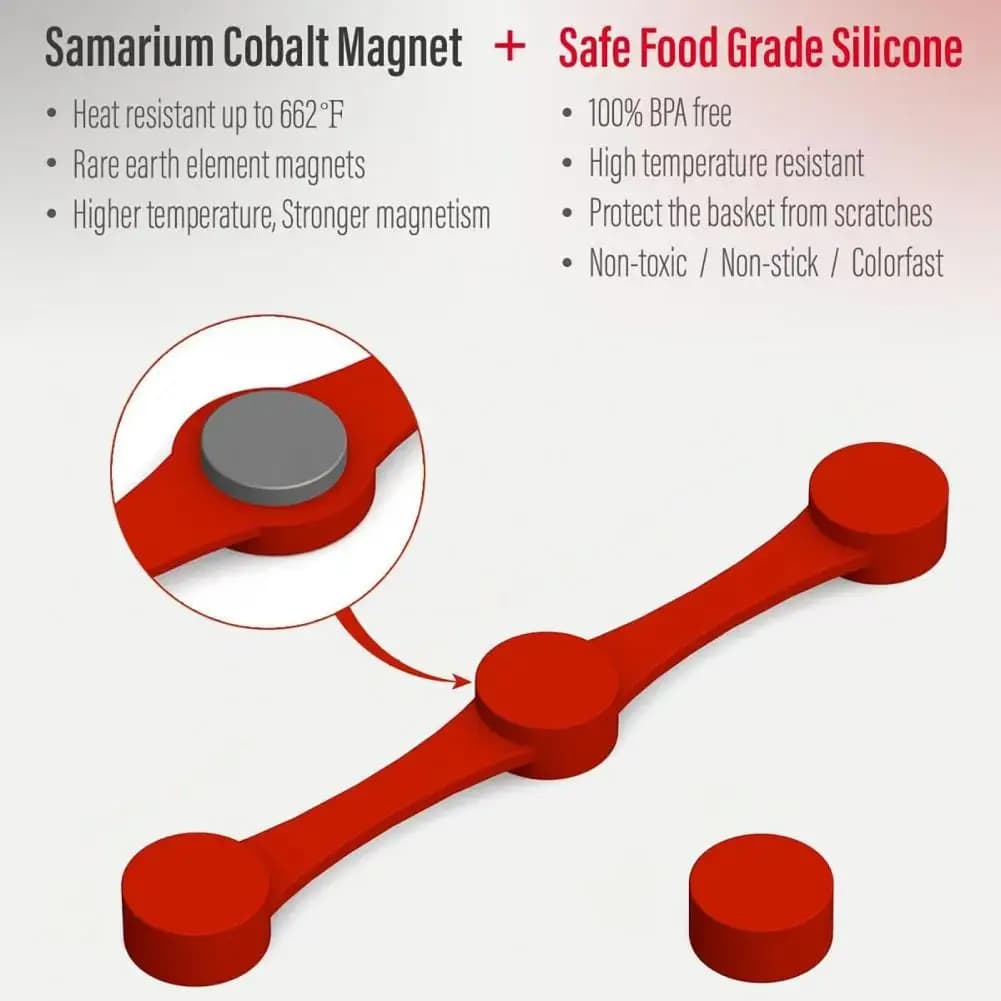 Magnetic Air Frying Buckle Air Frying Machine Heat Resistant Silicone Clip Quick Release Sheet Parchment Paper Holder for Air Fryer with Magnet