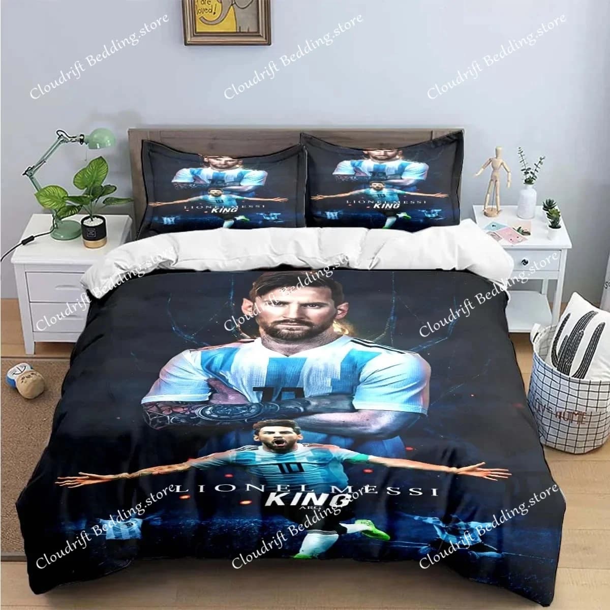 Fashion Football Star M-Messi R-Ronaldo Printing Bedding Set Duvet Cover Comforter Bed Youth Kids Girl Boys Luxury Gift963