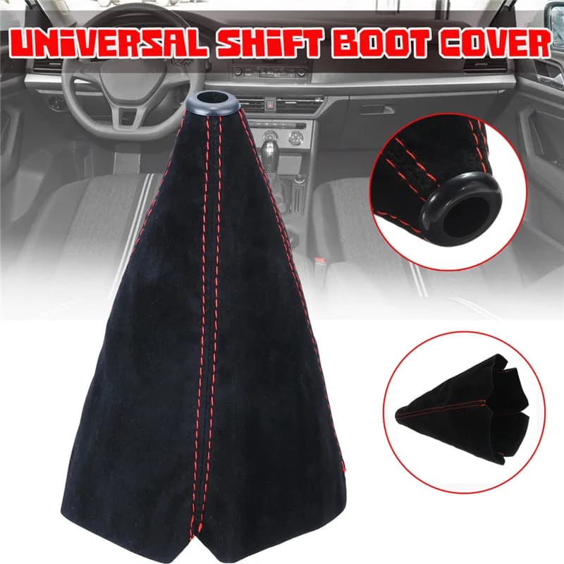 Universal Car Gear Shift Collars Carbon Fiber Accessories Car Manual Stick Shifter Knob Gear Shift Boot Cover Gaiter PU Leather