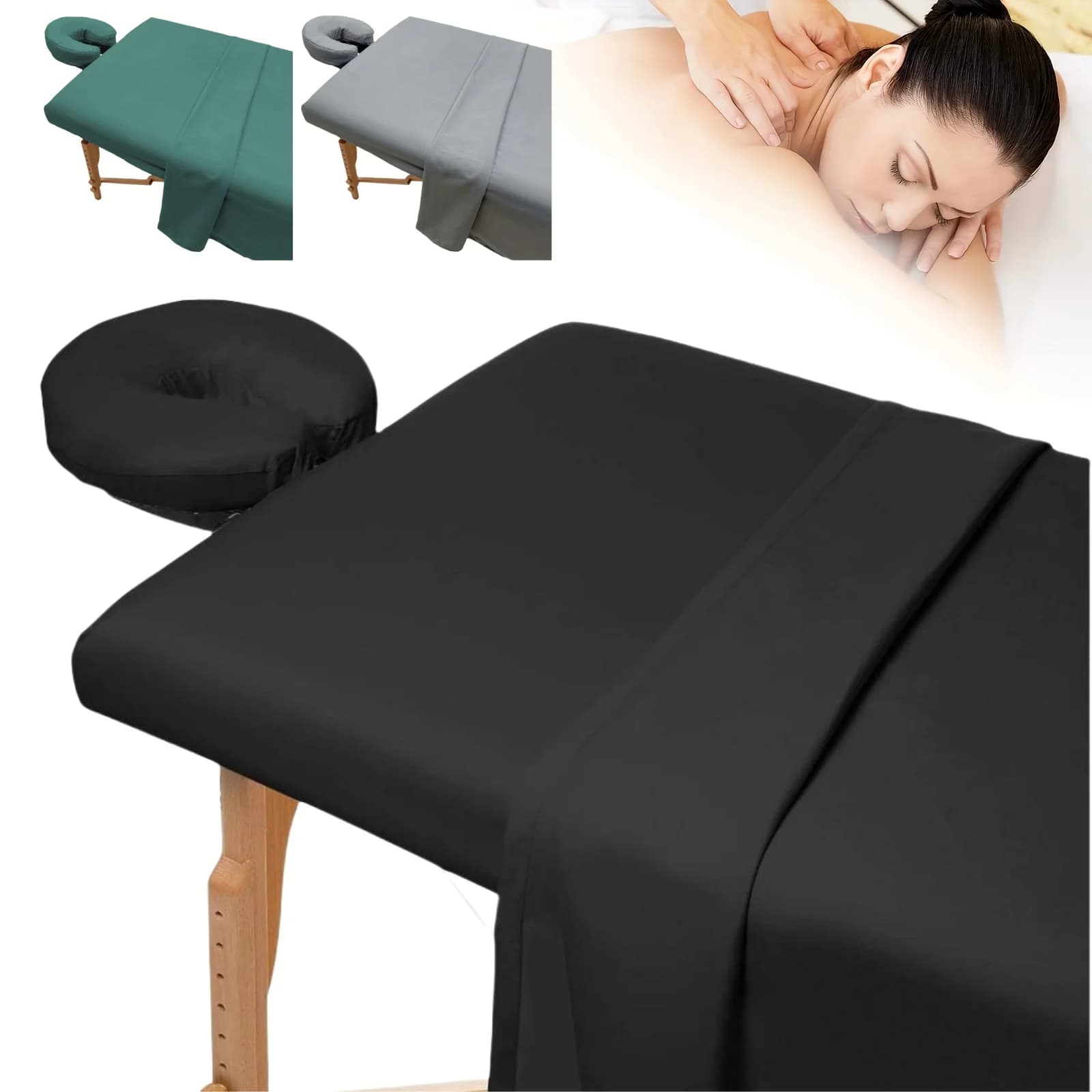 3pcs/Set Microfiber Massage Table Sheet Set Premium Salon SPA Bed Cover Unscented Flat Fitted Sheet Kit With Face Cradle Cover