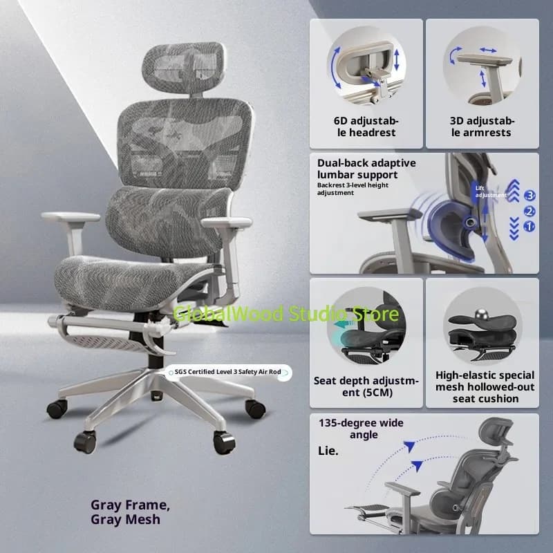 Sedie girevoli per soggiorno Sedia poggiatesta da spiaggia Sedia da ufficio ergonomica su ruote Chaise De Bureau Gaming Chiar Furniture