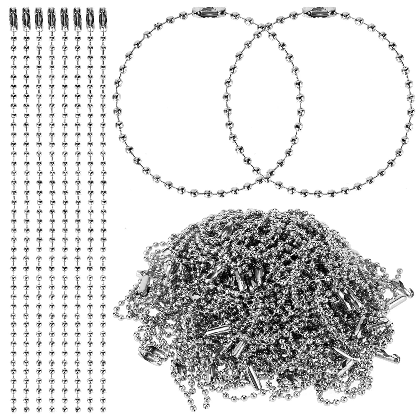 100 Pezzi Connettori a Sfera in Acciaio Inossidabile Argento per Catene, Portachiavi, Targhette per Cani, Ciondoli e Collane