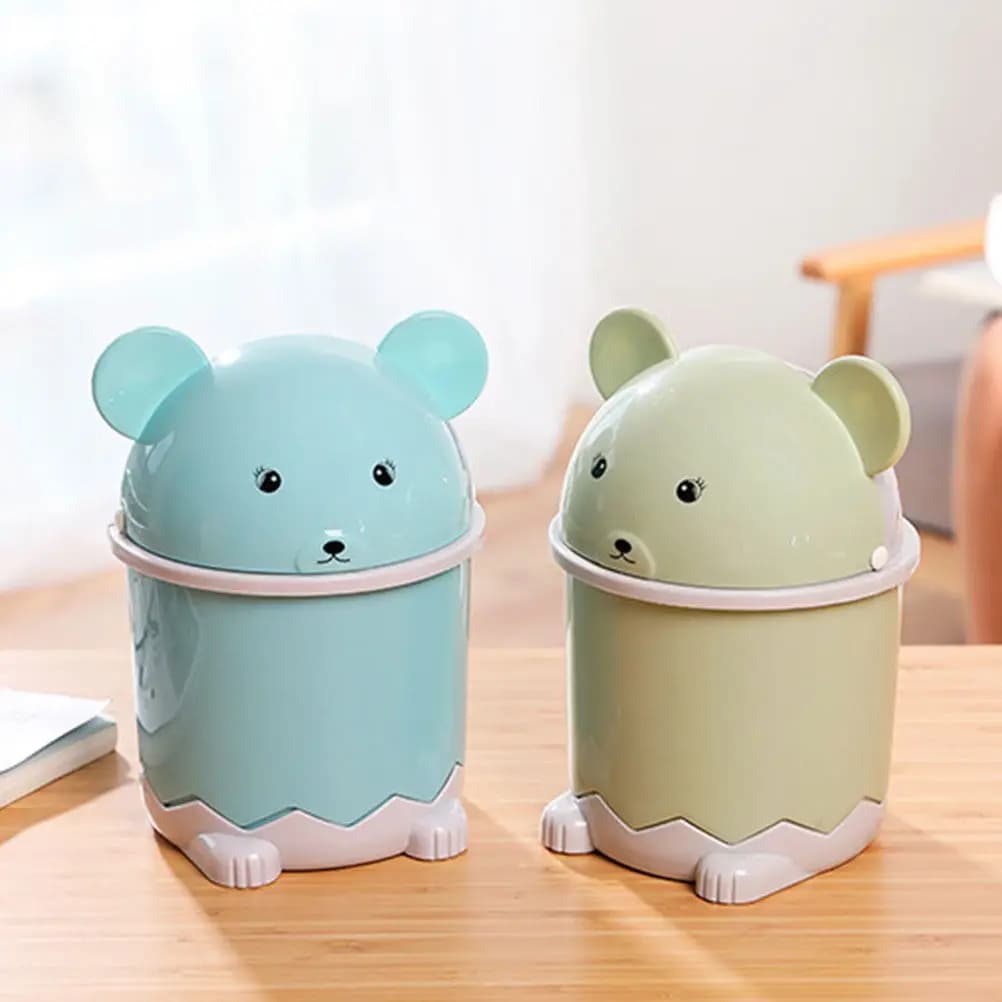 Mini Cestino per Rifiuti a Forma di Cartone Animato, Contenitore per Scartati da Scrivania in Plastica, Bidone Compatto per Rifiuti da Tavolo