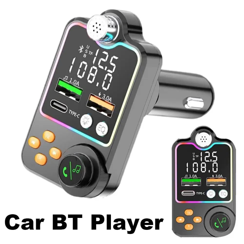 Trasmettitore FM 12-24V (V) con Bluetooth, Caricatore USB a Ricarica Rapida, Caricatore Bluetooth per Auto, Accendisigari per Auto, Chiamate a Mani Libere