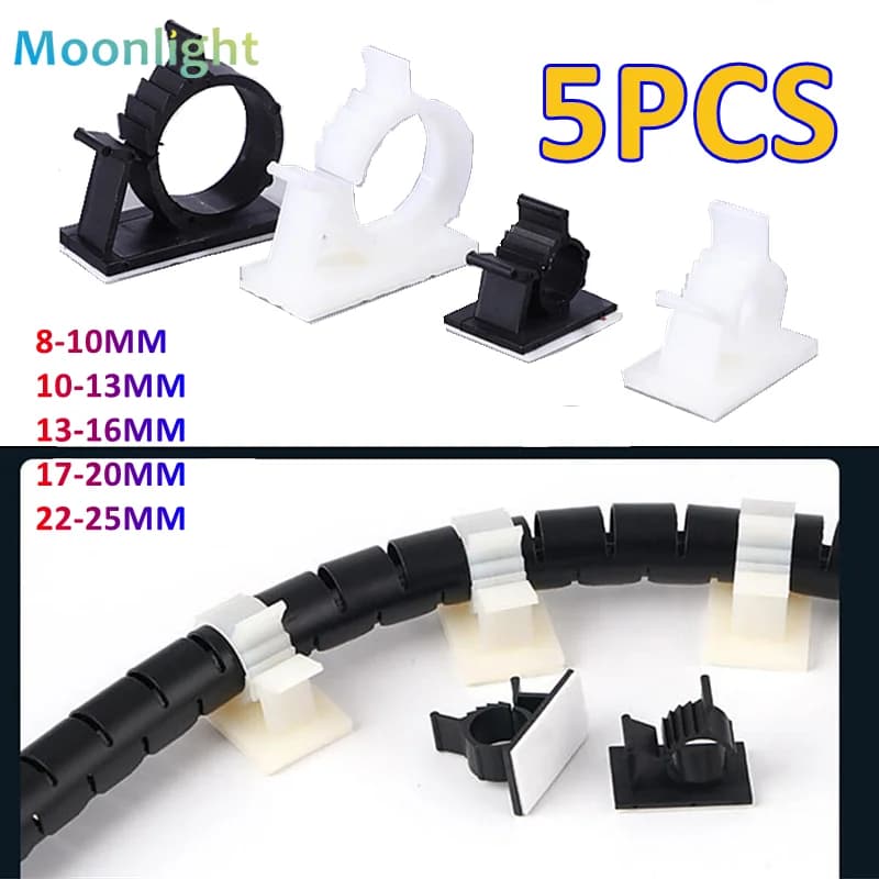 5 pezzi fermagli per cavi autoadesivi 8-25mm morsetto per cavi da tavolo da scrivania supporti per fascette regolabili supporto per cavi fissatore cavo avvolgente Accessori per cablaggio