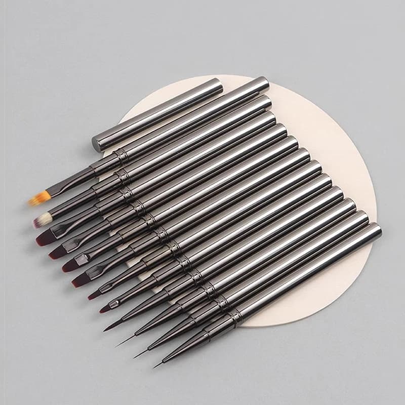 Colla per unghie Pennello per fototerapia Penna per pittura su gel UV Nail Art Disegno Pennello per fodera Strumenti per pennelli professionali per manicure in metallo