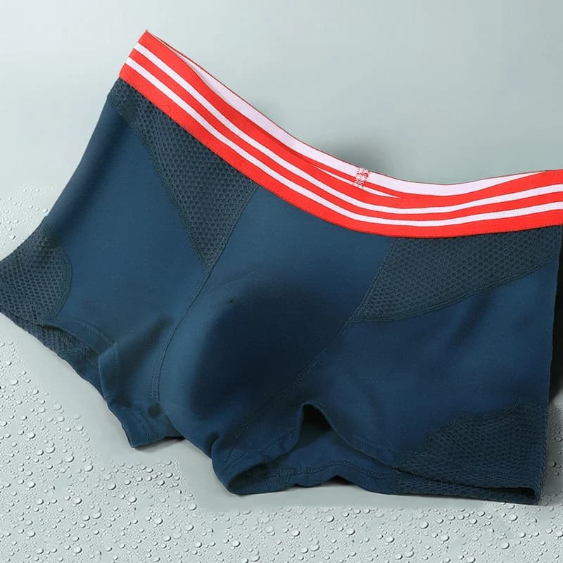 3pcs Men's underwear, modal four-cornered pants, men's mesh thin, breathable, flat corner short underpants, men's sports student