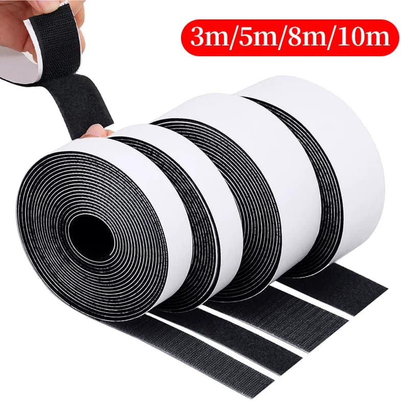 3M/5M/8M/10M 2cm/2.5cm Nastro di fissaggio ad anello per gancio per cucire Nastro adesivo in nylon riutilizzabile in bianco e nero per cucire scarpe Elementi di fissaggio