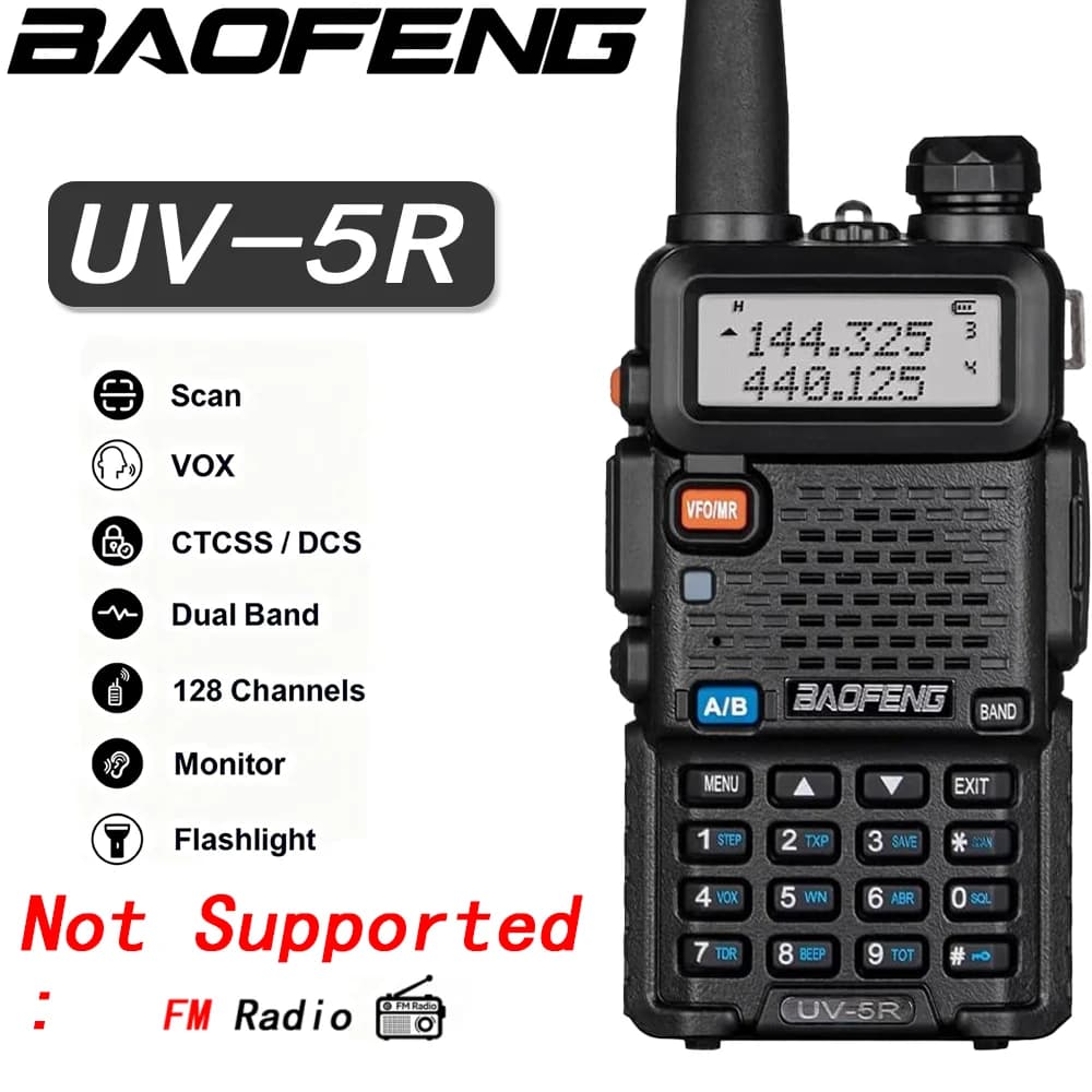 BaoFeng UV-5R Radioamatore dual-band con batteria extra da 1800 mAh, kit completo - Walkie-talkie portatile