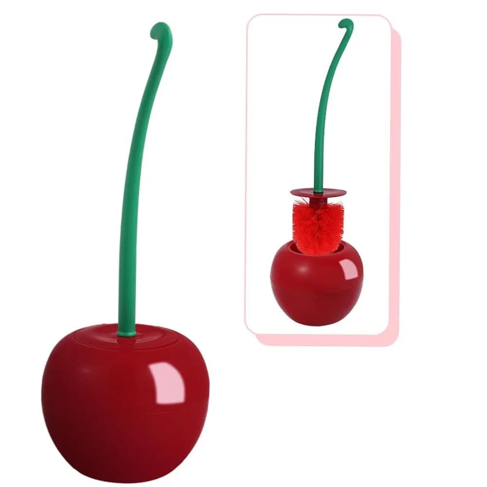 Spazzola per WC Cherry, spazzola per la casa, senza angoli morti, bagno, WC, creativa e carina