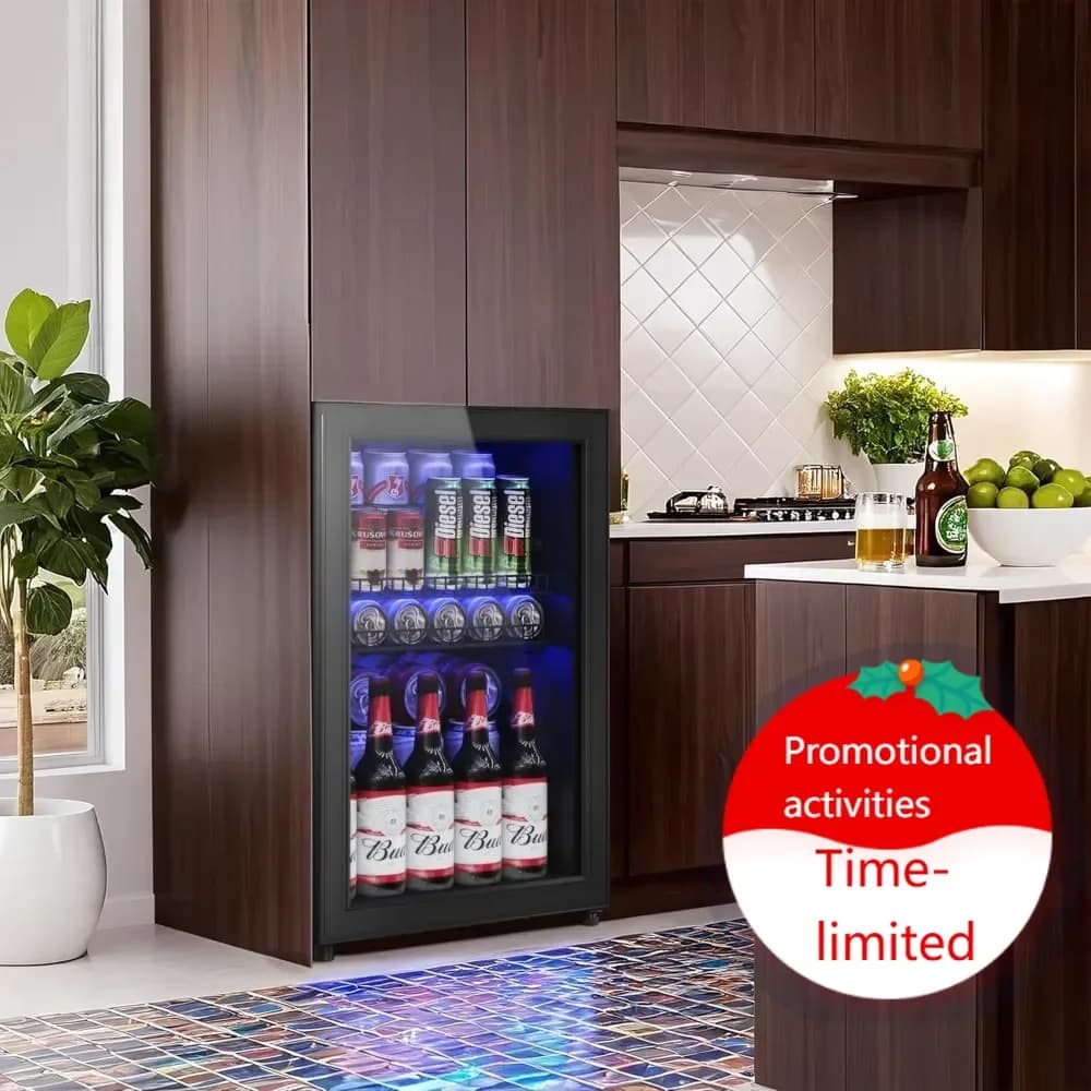 Frigorifero per Vini da 2,5 Cu.Ft in Offerta, Mini Frigo con Porta in Vetro, Refrigeratore per Vini, Frigorifero per Bevande e Birra, Regolabile