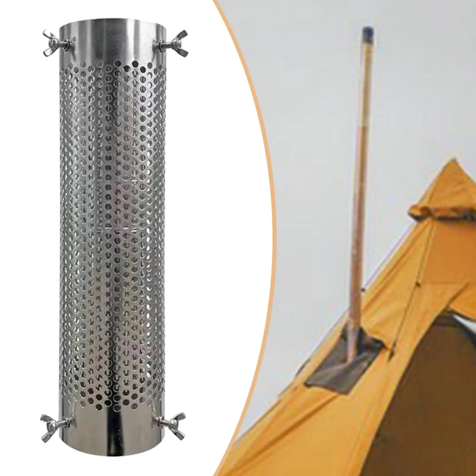Heat Resistant Mesh Cover Camp Stove Chimney Exhaust Pipe for Outdoor Tent Fire Wood Heater Accessory