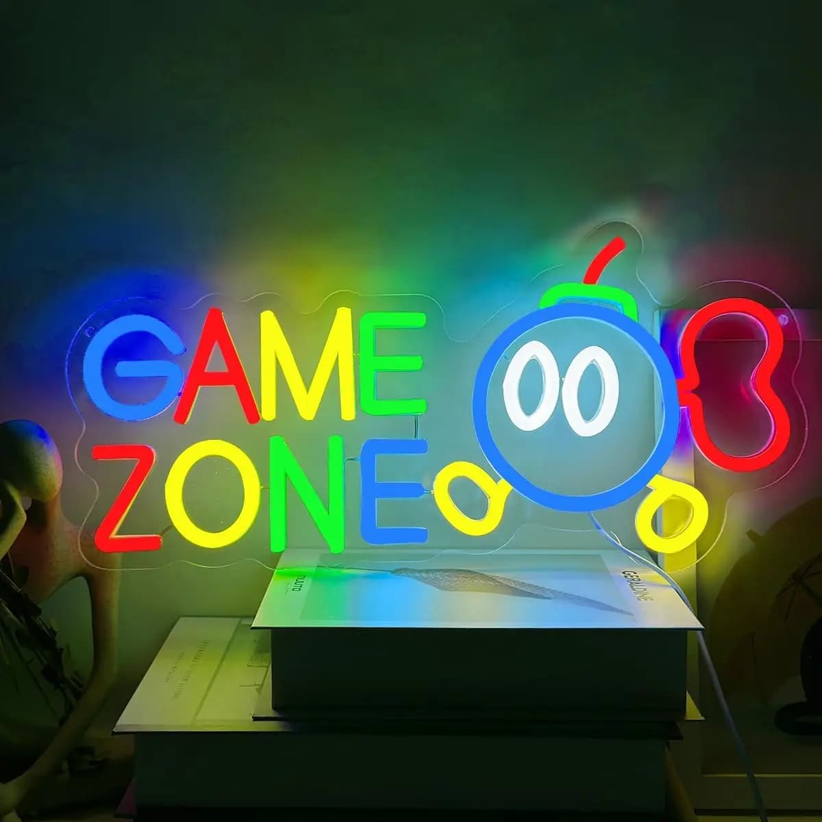 Game Zone Neon Sign Bomb LED Neon Light per la decorazione della parete USB dimmerabile per la stanza dei giocatori Camera da letto dei bambini Man Cave Bar Internet Cafe Decor