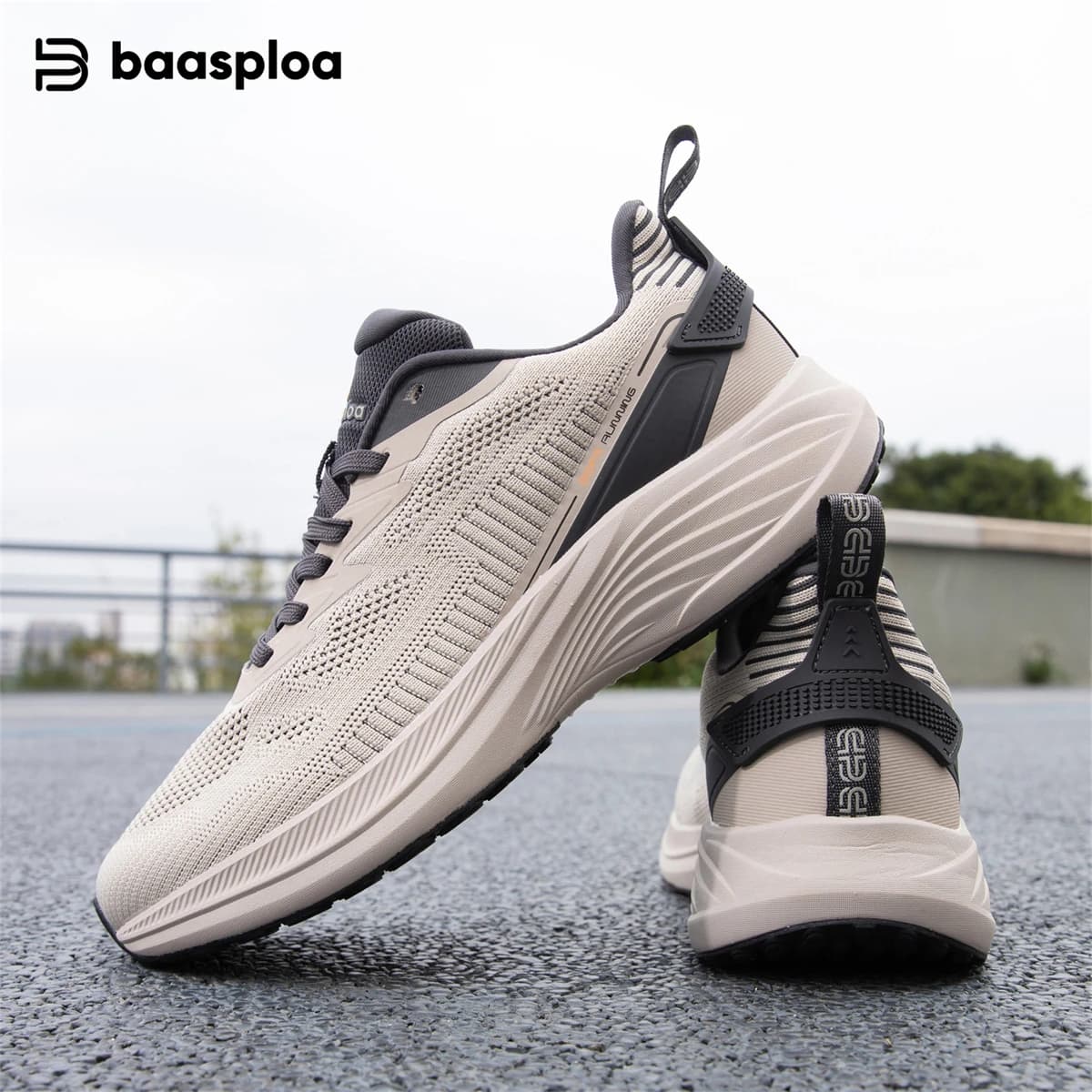 Baasploa Scarpe da ginnastica da corsa da uomo Scarpe sportive da jogging professionali leggere Scarpe da esterno stringate traspiranti in mesh casual da uomo