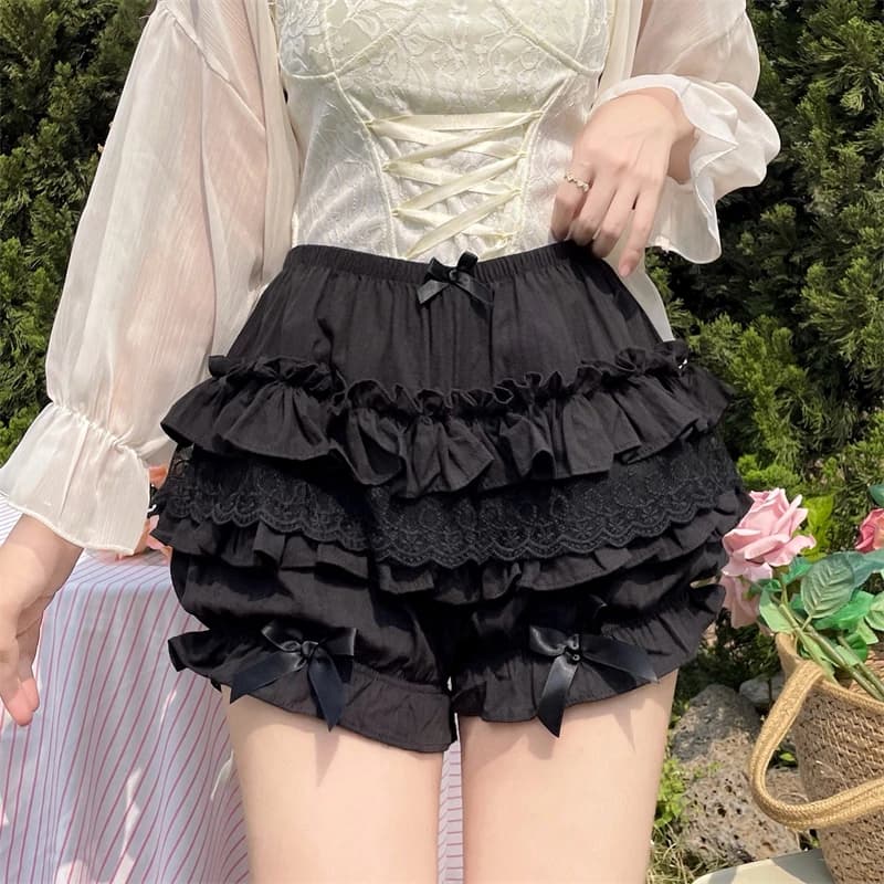 Estate dolce Lolita zucca pantaloncini donna pizzo volant fiocco sicurezza pantaloni corti carino torta gonna mutandine giapponese Kawaii JK Bloomers