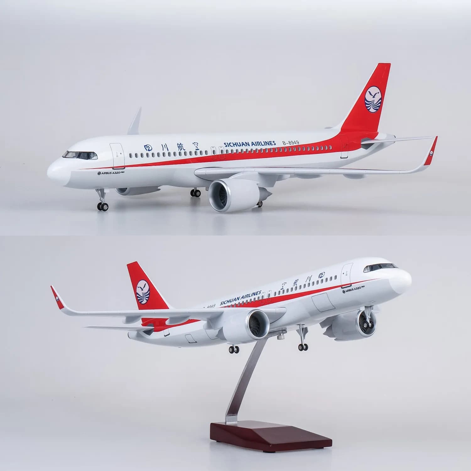 47cm Large Scale Sichuan A320 Diecast Resin Airplane Model Kit With Landing Gear Wheel For Display Collection or Toy Gift