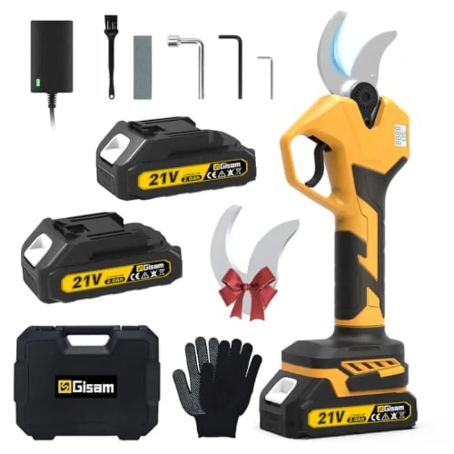 Electric Scissors for Gardening Power, Battery Supplies with Max Opening of 2.4 cm, Electric Power Supply with LCD Display and 2 x