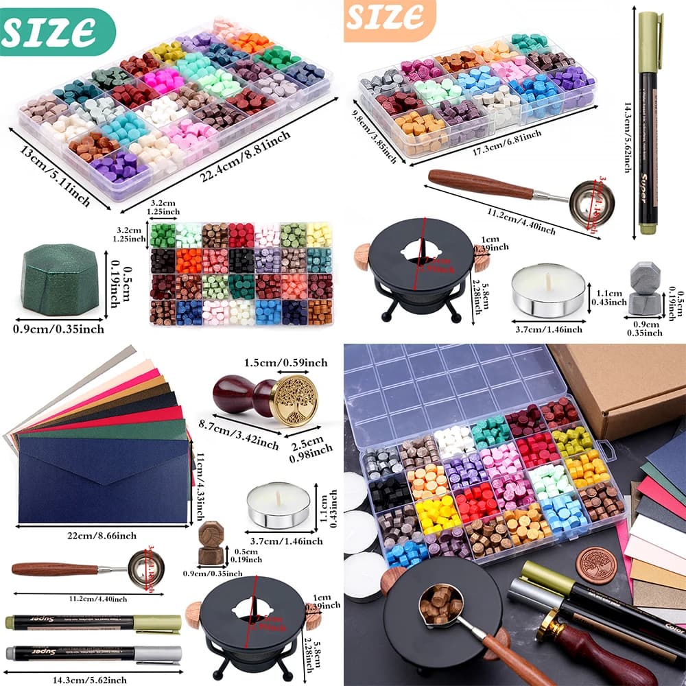 Wax Seal Stamp Set DIY Craft Supplies Scrapbooking Wedding Invitation Decorative Sealing Wax Set Lacquered Stamp Sealing Wax Kit